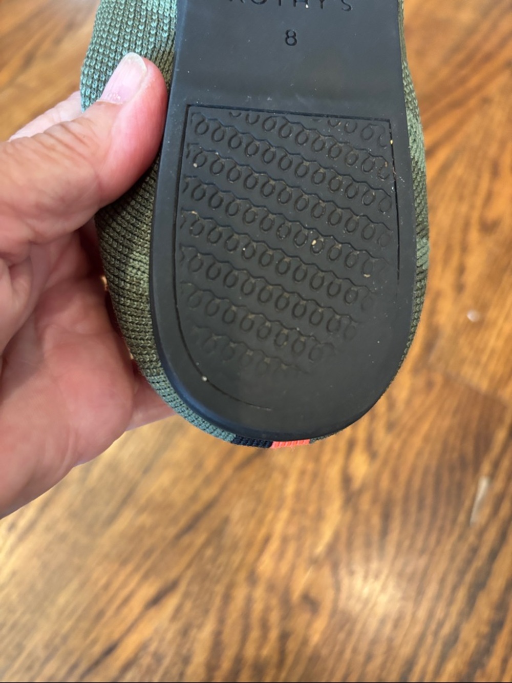 Rothy's Olive Green Camo Slip-On Loafers with heel Stripes 8 - Picture 6 of 6